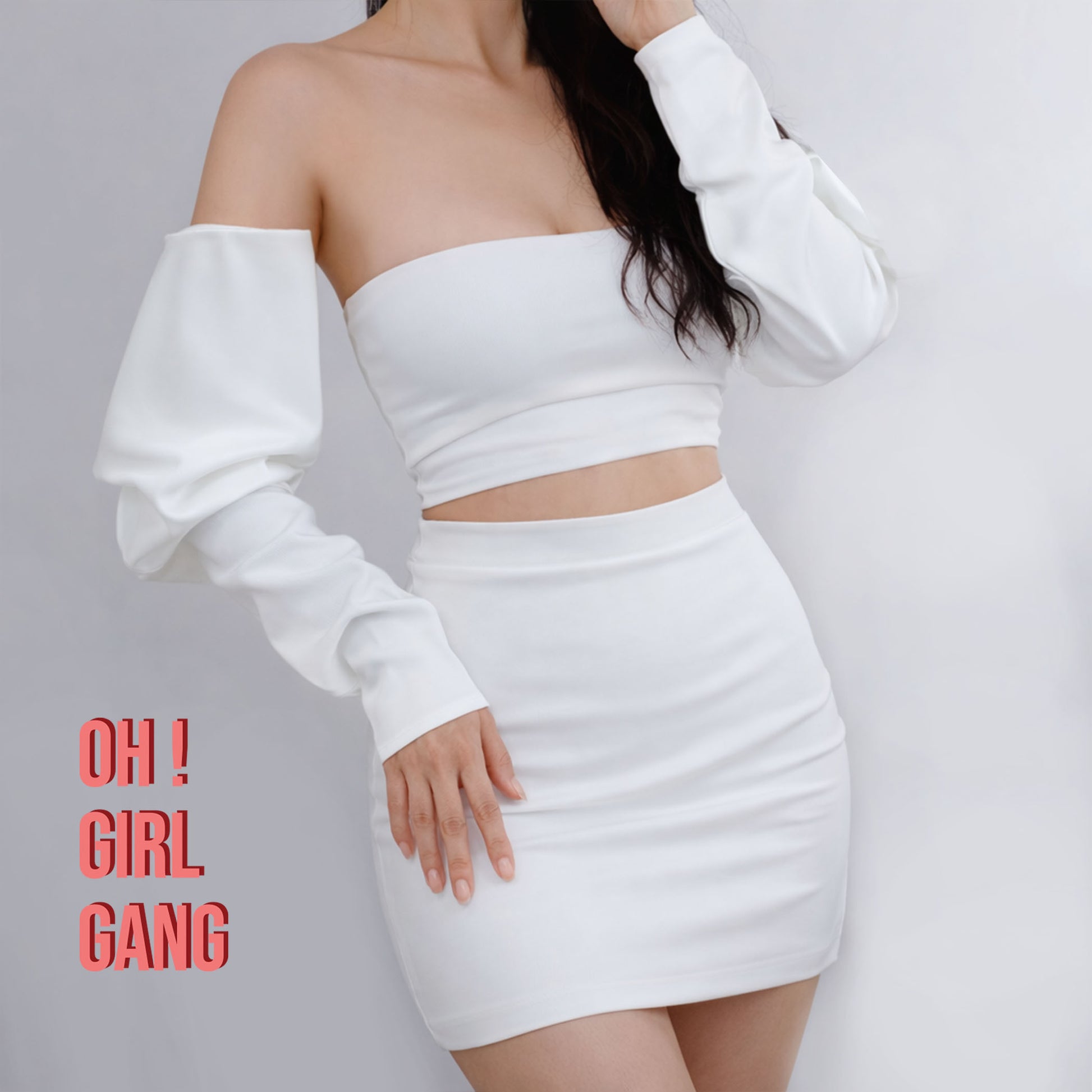 Matt Satin Long Sleeves Boho Style (White, Ivory Satin)