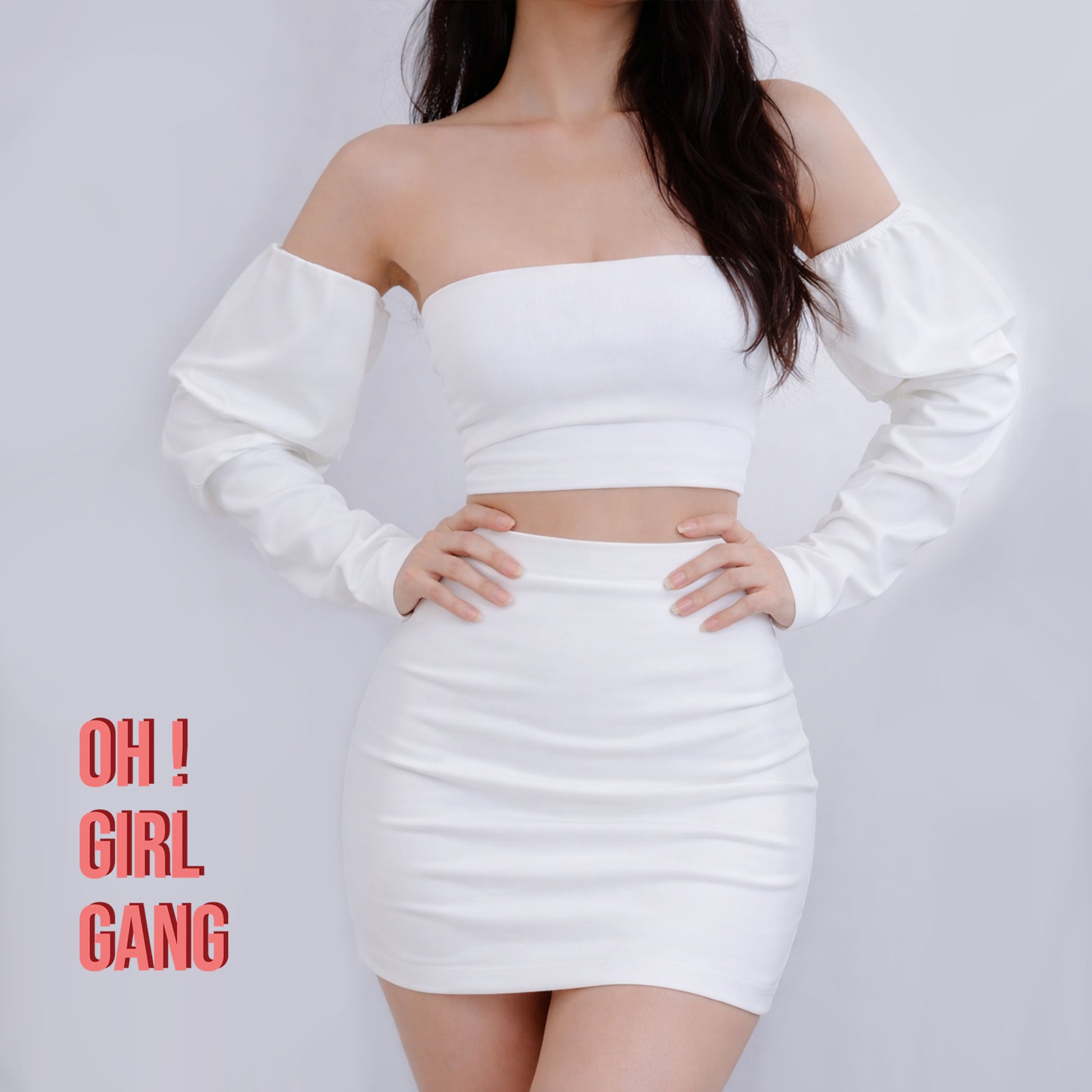Matt Satin Long Sleeves Boho Style (White, Ivory Satin)
