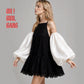 Black / White Satin Puff Sleeves – Detachable Statement Sleeves