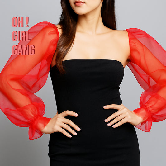 Red Tulle Detachable Sleeves