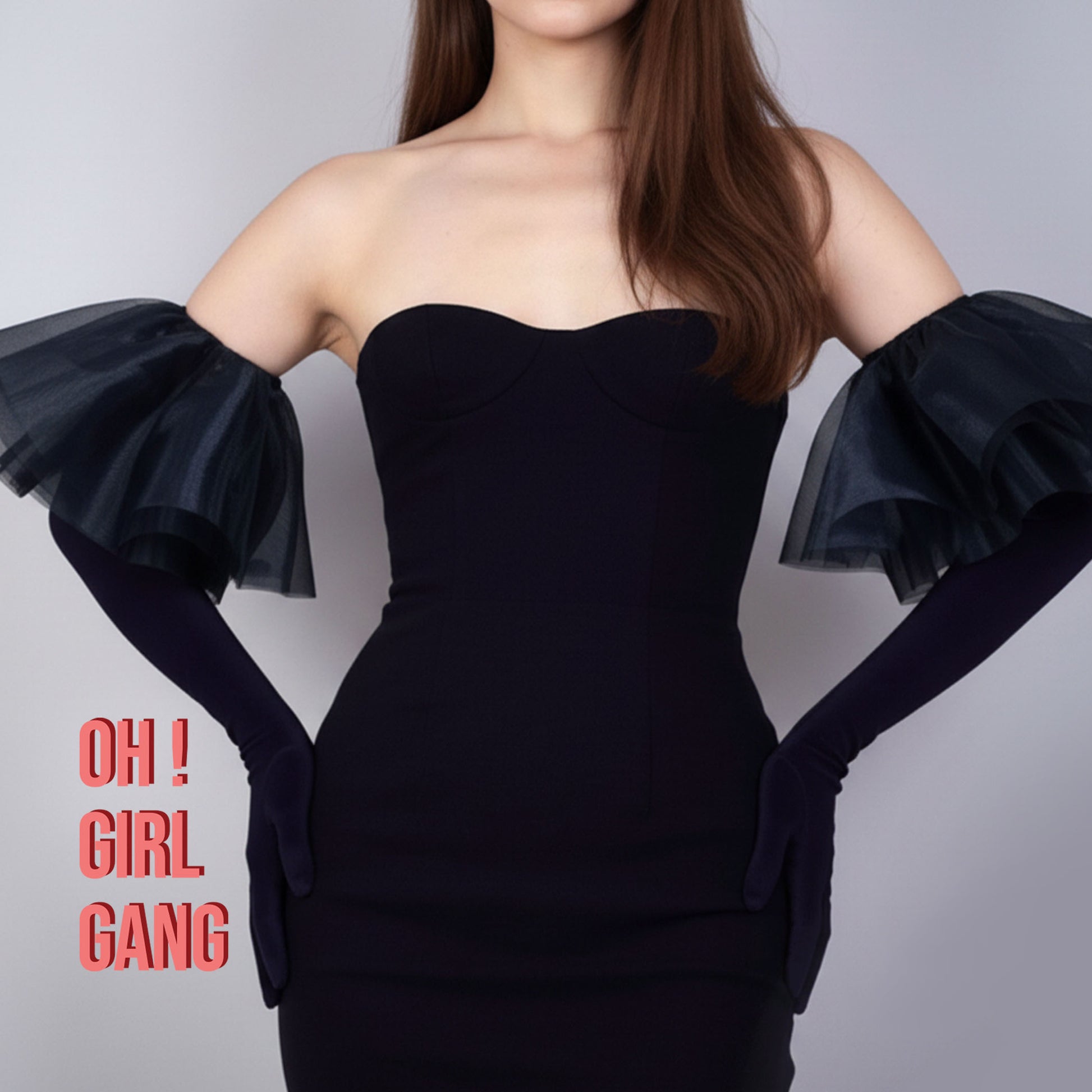 Black Tulle Ruffles Velvet Opera Gloves