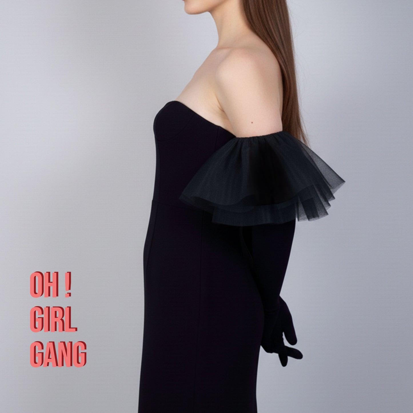 Black Tulle Ruffles Velvet Opera Gloves