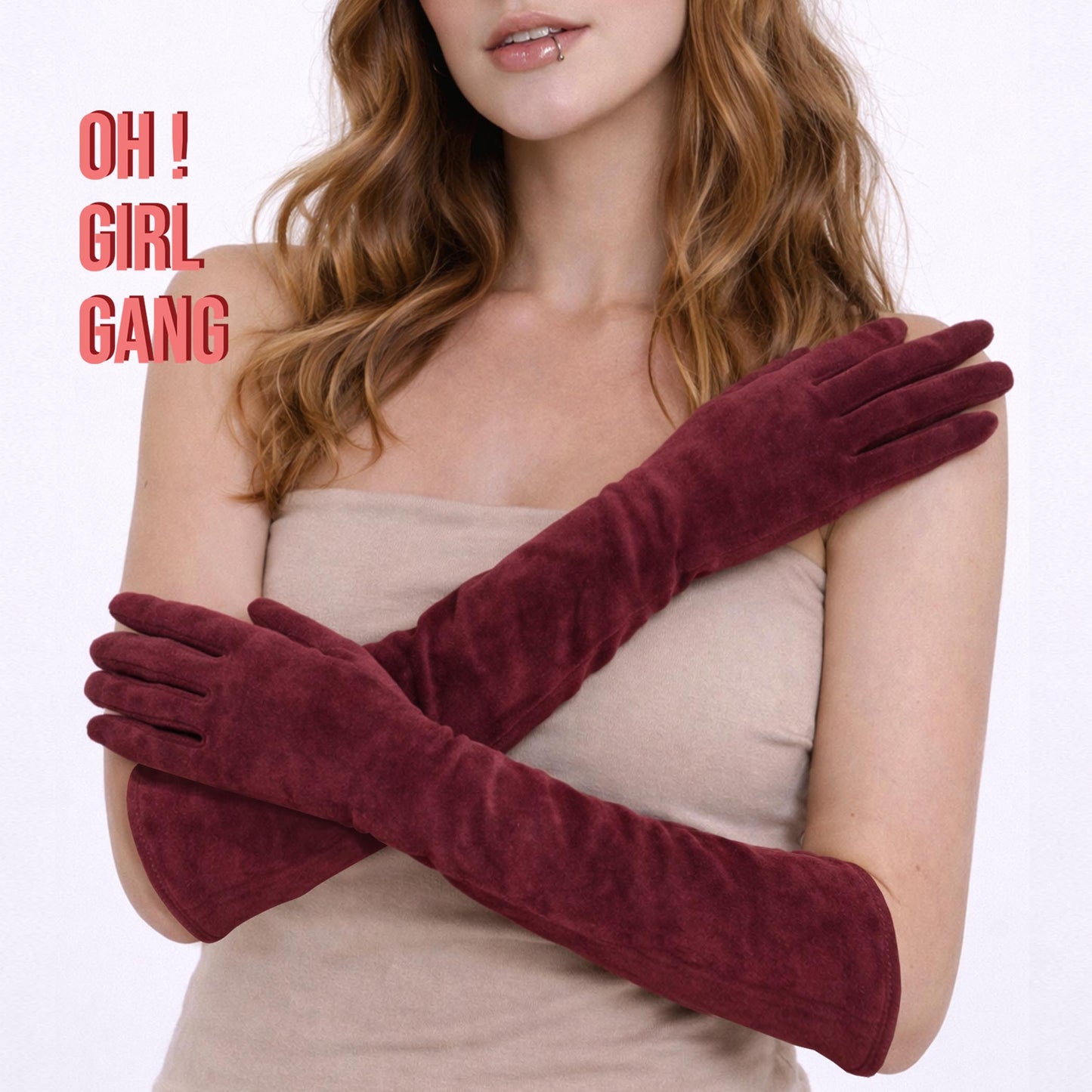40cm Suede Elbow-Length Gloves – 6 Elegant Colors
