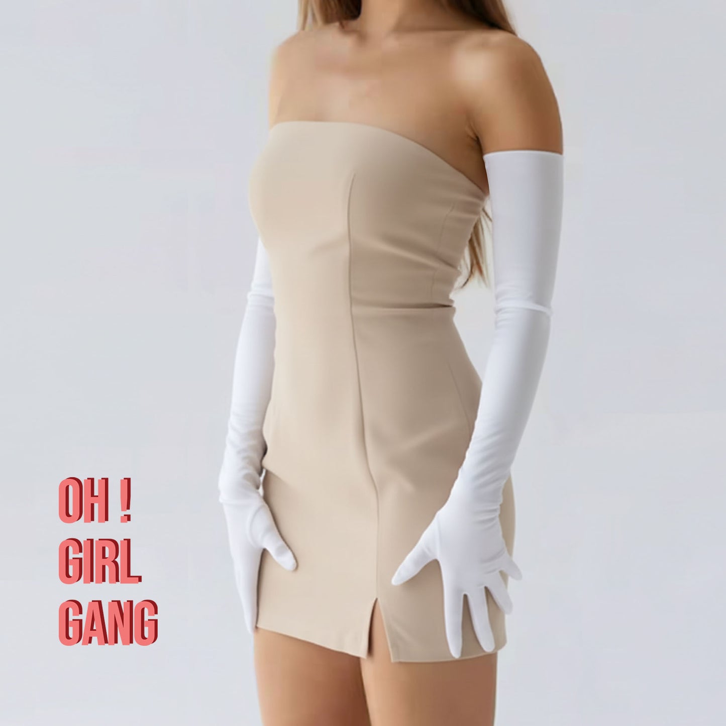 White Suede Opera Gloves (70cm, 60cm L)