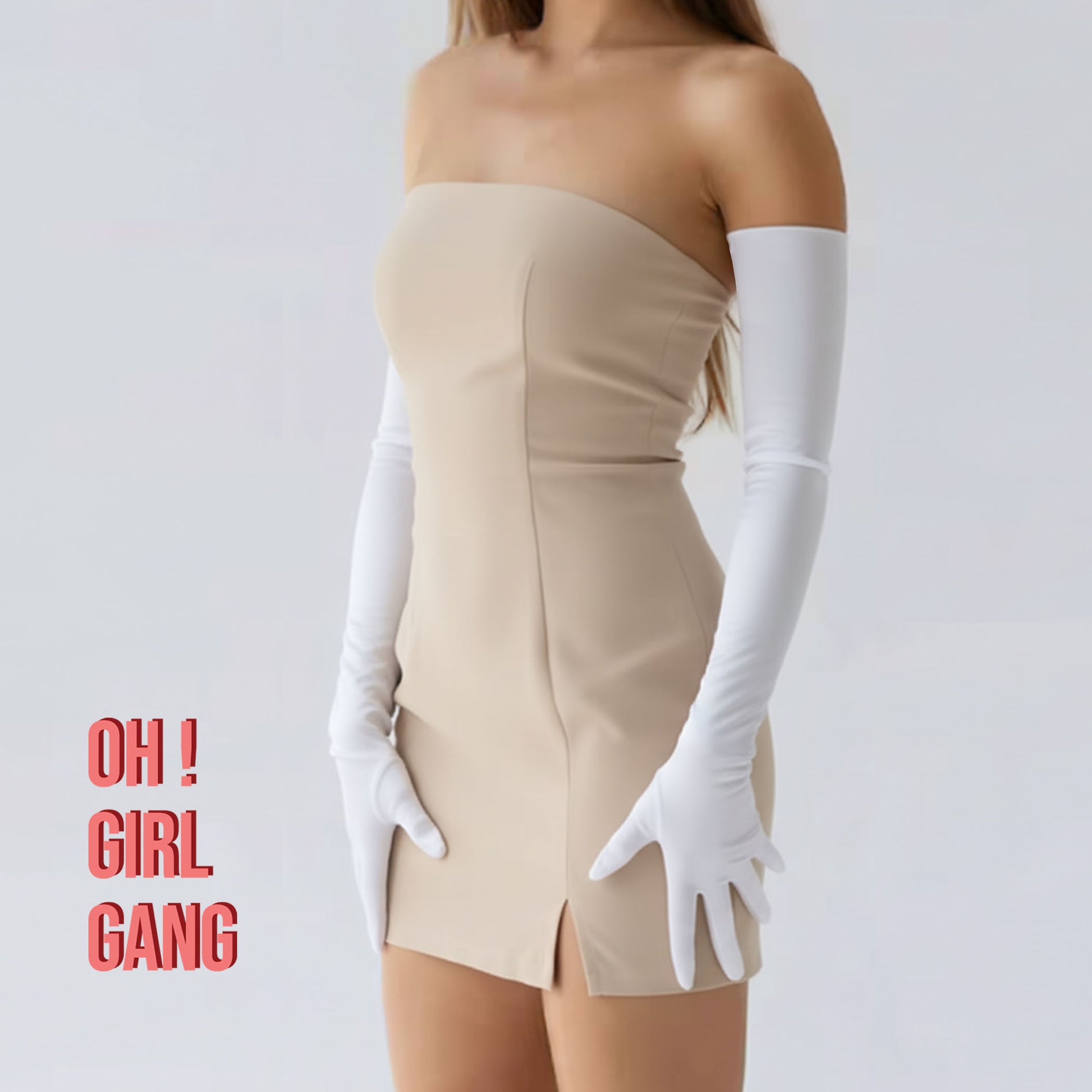 White Suede Opera Gloves (70cm, 60cm L)