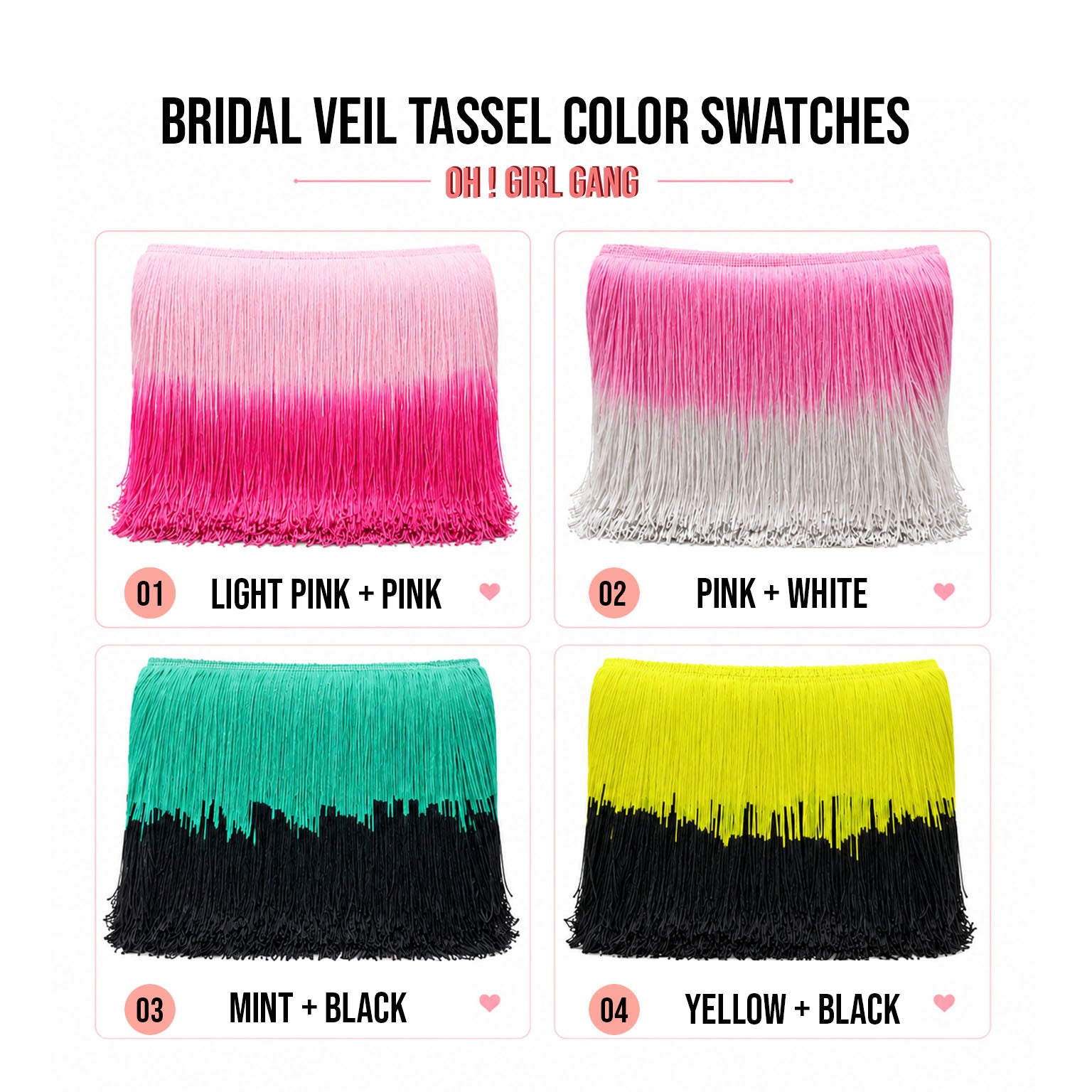Bohemian Fringe Bridal Veil, Tulle Tassel Wedding Veil, Colorful Bridal Veil, Custom Made Veil, Hair Comb Option Gradient pink tassel veils, dual color fringe colors.