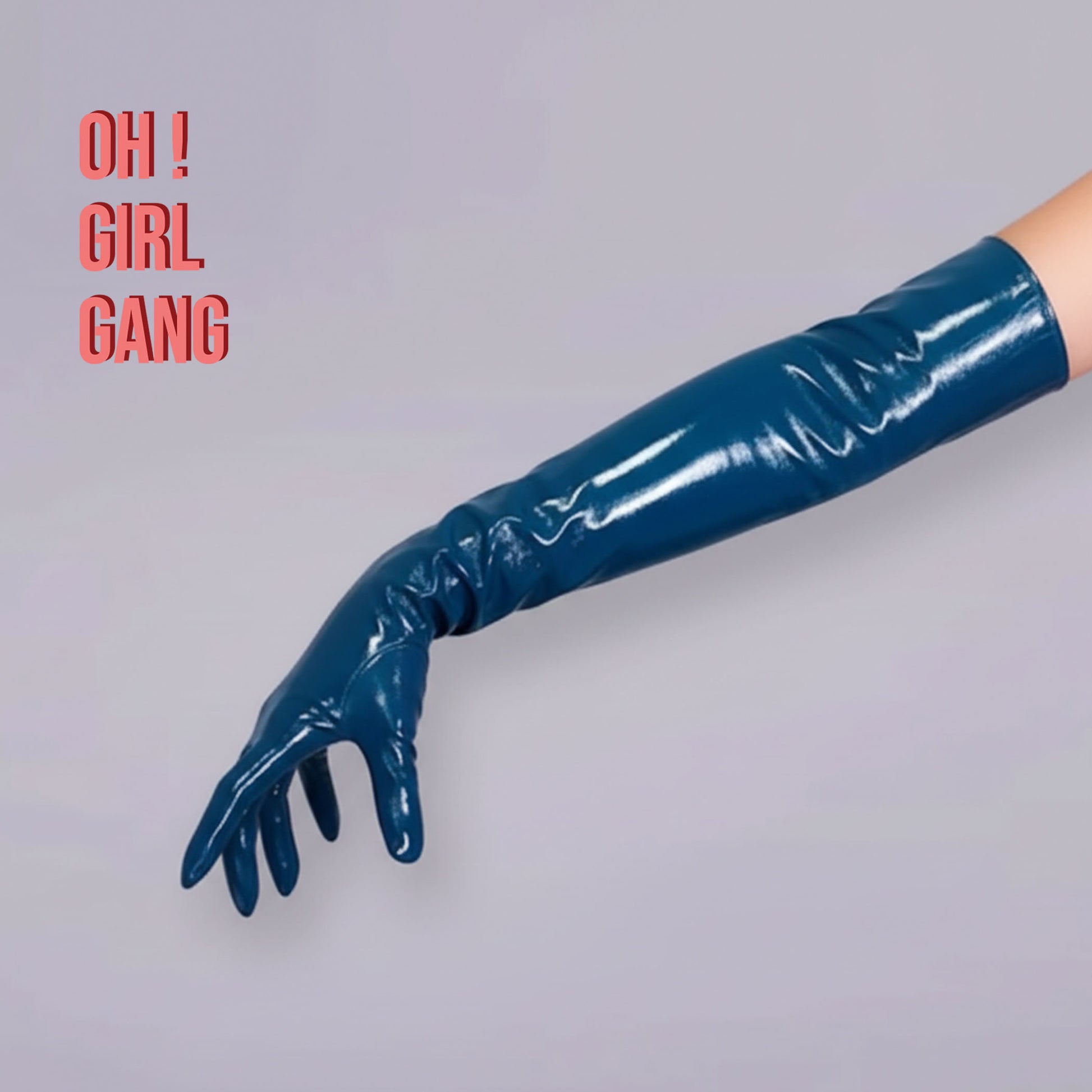 Teal Faux Leather Opera Gloves – 70cm/60cm/50cm Cyber Party Costume, Shiny Opera/Elbow Length for Cosplay & Events