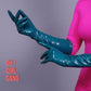 Teal Faux Leather Opera Gloves – 70cm/60cm/50cm Cyber Party Costume, Shiny Opera/Elbow Length for Cosplay & Events