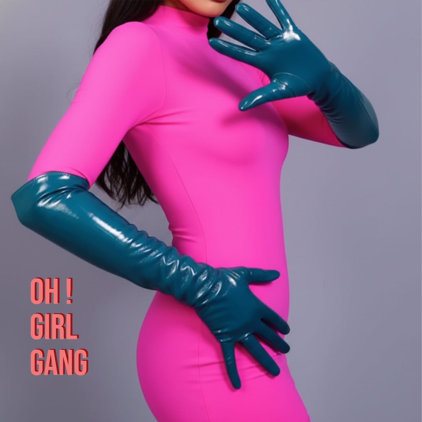 Teal Faux Leather Opera Gloves – 70cm/60cm/50cm Cyber Party Costume, Shiny Opera/Elbow Length for Cosplay & Events