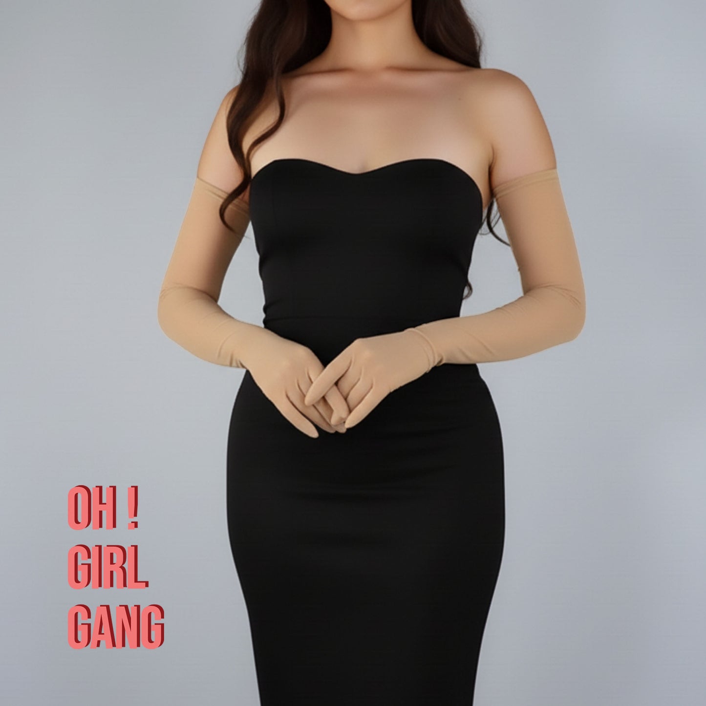 Beige Mesh touch-screen gloves (70cm long) in multiple colors