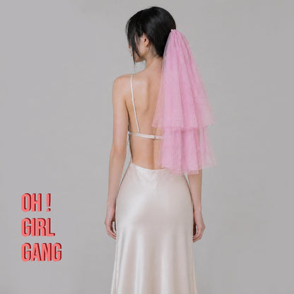 Pink Two-Layer Bridal Veil