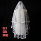 Flower Embroidered Bridal Veil – Two-Tier Tulle Wedding Veil (180cm)