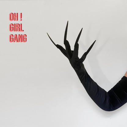 Black Velvet Opera Gloves with Long Velvet Nails