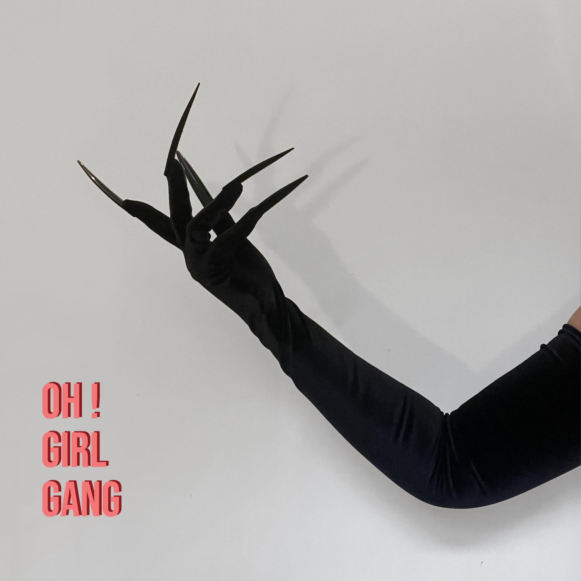 Black Velvet Opera Gloves with Long Velvet Nails