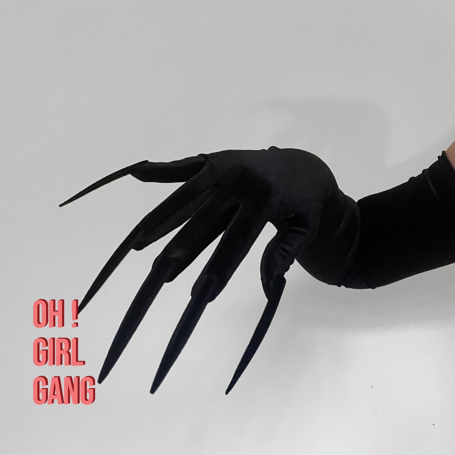 Black Velvet Opera Gloves with Long Velvet Nails