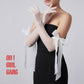 Bridal Sheer Opera Gloves with Crystal Details & Organza Bow – 66cm Long