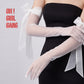 Bridal Sheer Opera Gloves with Crystal Details & Organza Bow – 66cm Long