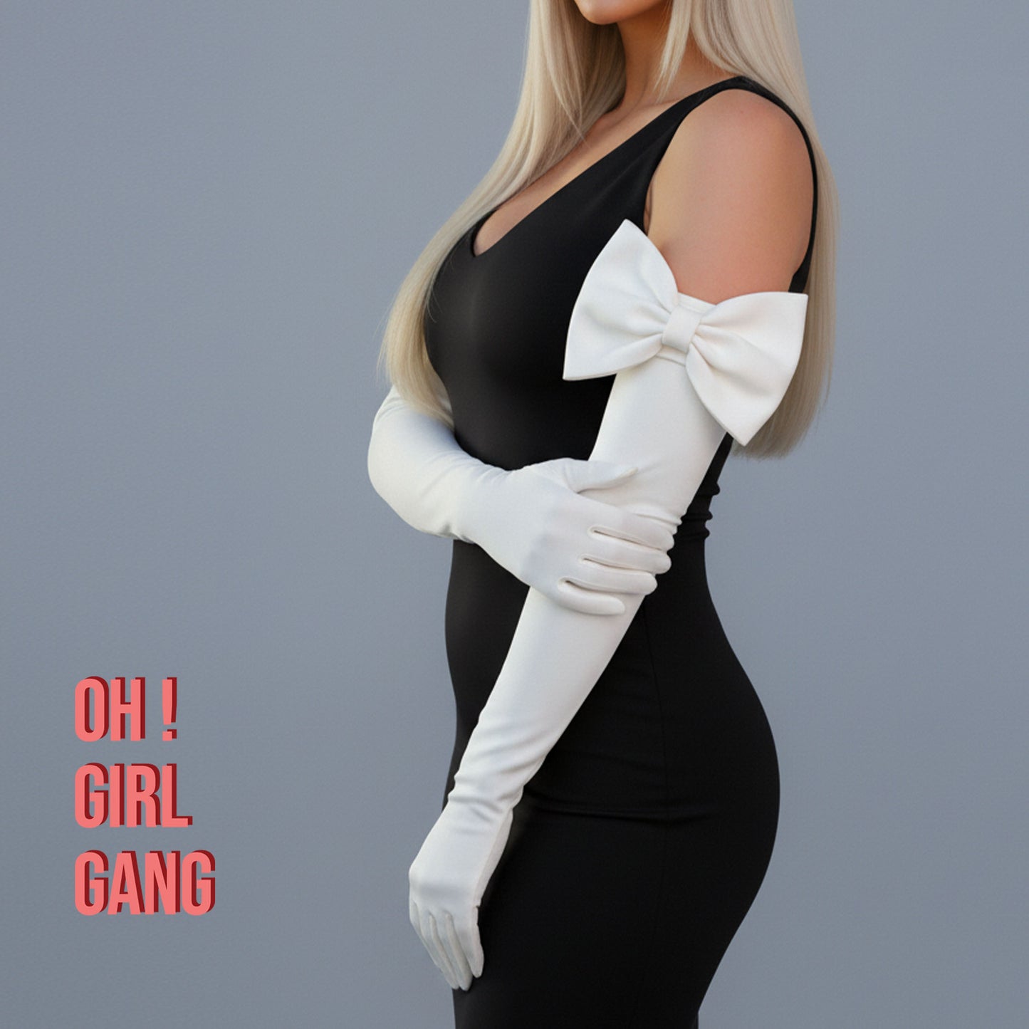 White satin Opera Gloves with bow 