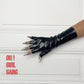 Chic Black Faux Leather Fingerless Gloves