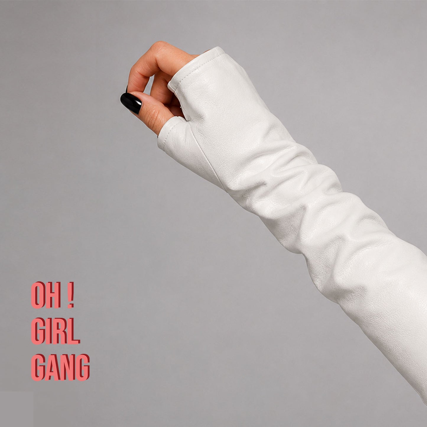White Genuine Leather Half Finger Mid-Length & Long Gloves - Sizes S–XXL (Copy)