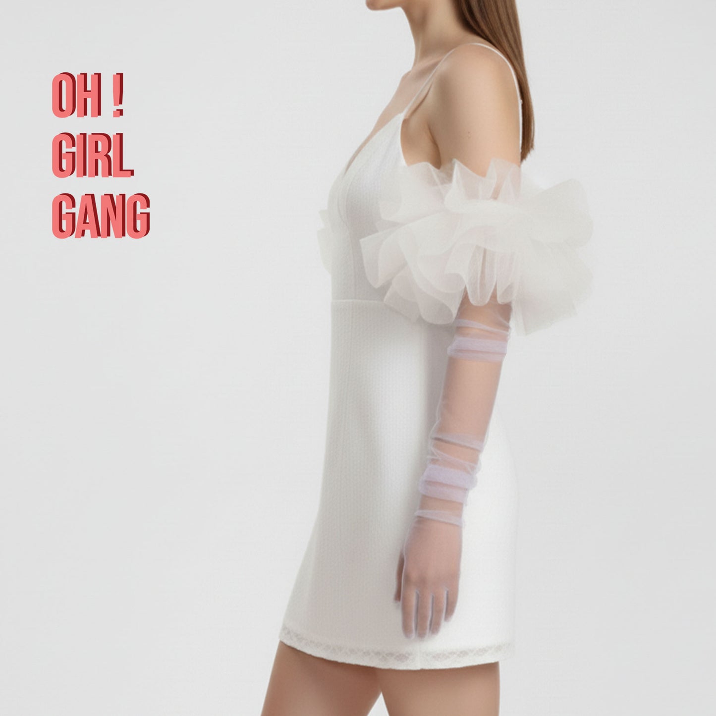 Bridal Puffy Tulle Statement Gloves – Sheer Opera-Length (White & Black)