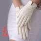White Leather Short Gloves – Touchscreen Phone Gloves, Soft Goatskin, Unlined Minimalist Fashion Accessory