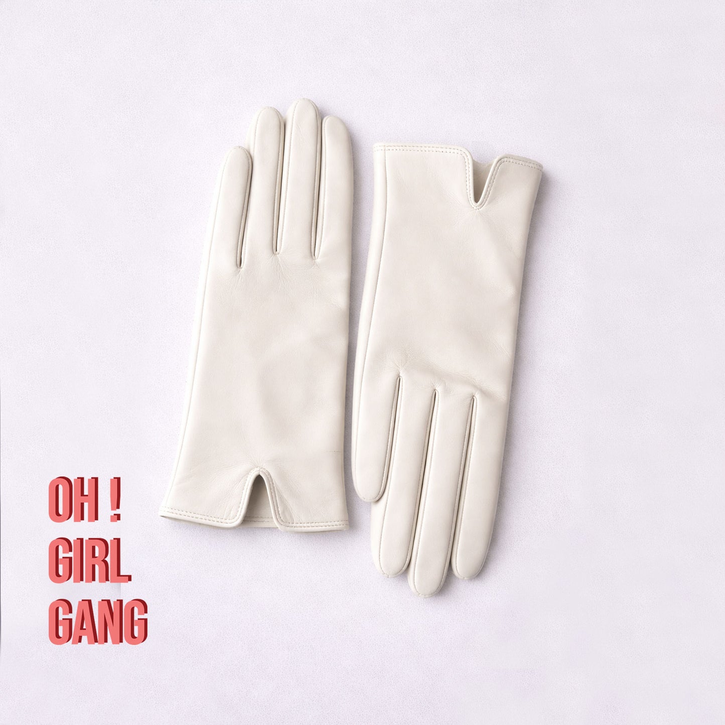 White Leather Short Gloves – Touchscreen Phone Gloves, Soft Goatskin, Unlined Minimalist Fashion Accessory