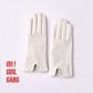 White Leather Short Gloves – Touchscreen Phone Gloves, Soft Goatskin, Unlined Minimalist Fashion Accessory