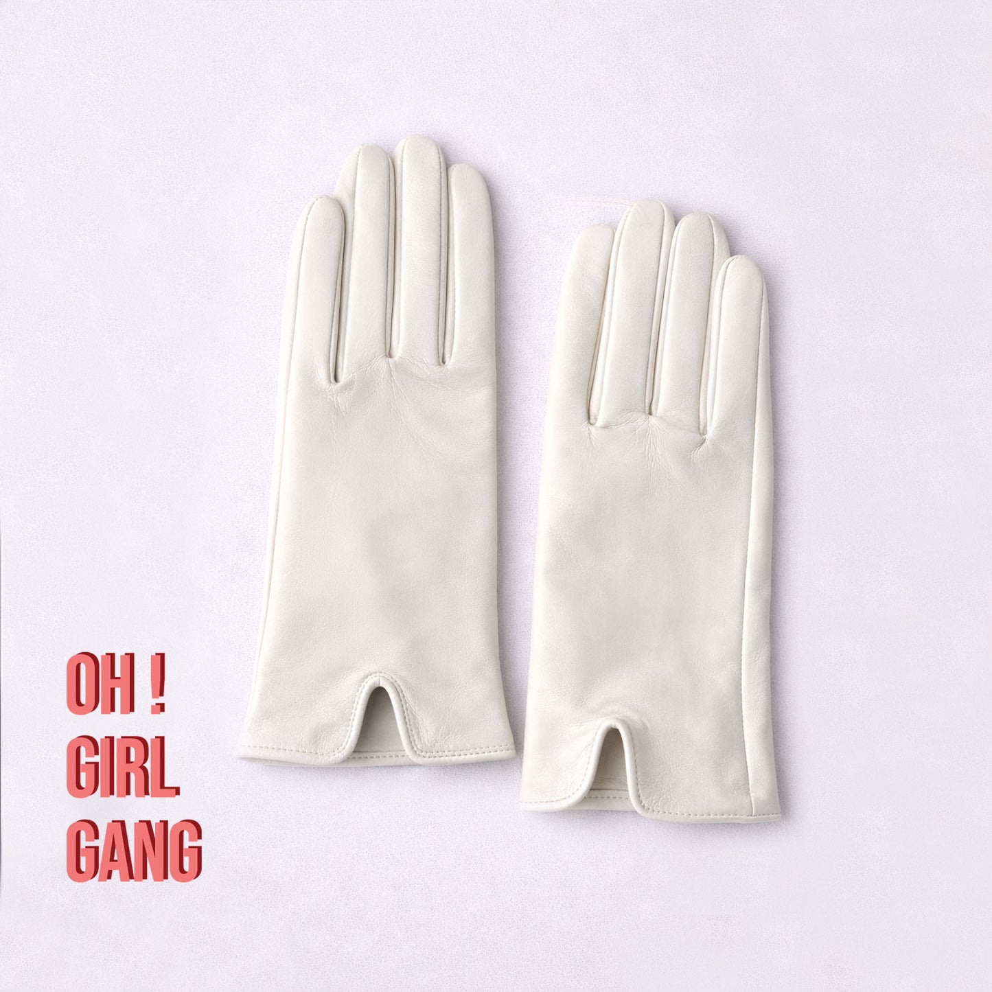 White Leather Short Gloves – Touchscreen Phone Gloves, Soft Goatskin, Unlined Minimalist Fashion Accessory
