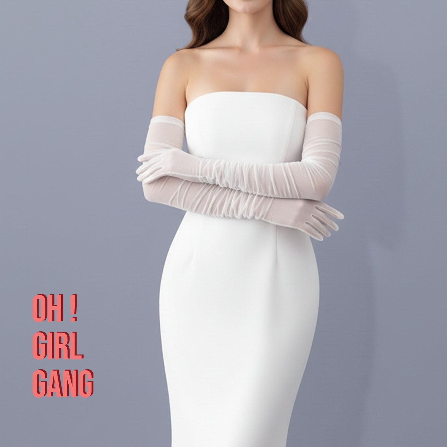 White Tulle Opera Gloves: Touchscreen Evening Gloves, Bridal, Prom, Party Costume, Bachelorette