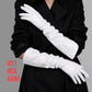 White Wide Sleeves Faux Leather Gloves. 50cm Long