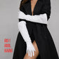 White Wide Sleeves Faux Leather Gloves. 50cm Long