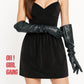 Black Wide Sleeves Faux Leather Gloves. 50cm Long