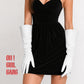 White Wide Sleeves Faux Leather Gloves. 50cm Long