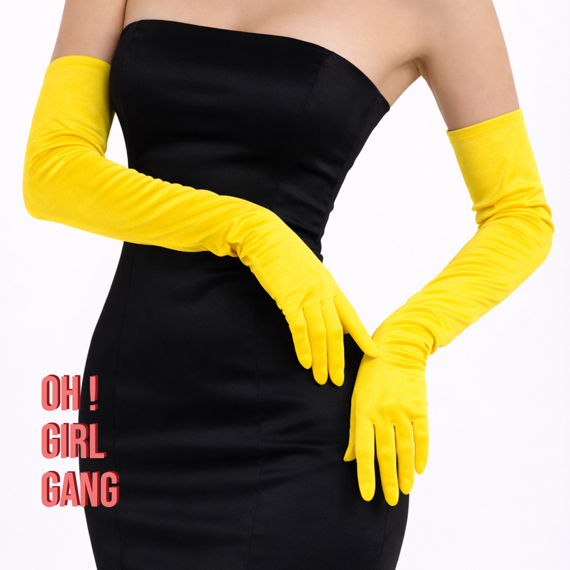 Yellow Satin 1920s Opera Gloves 70cm Long