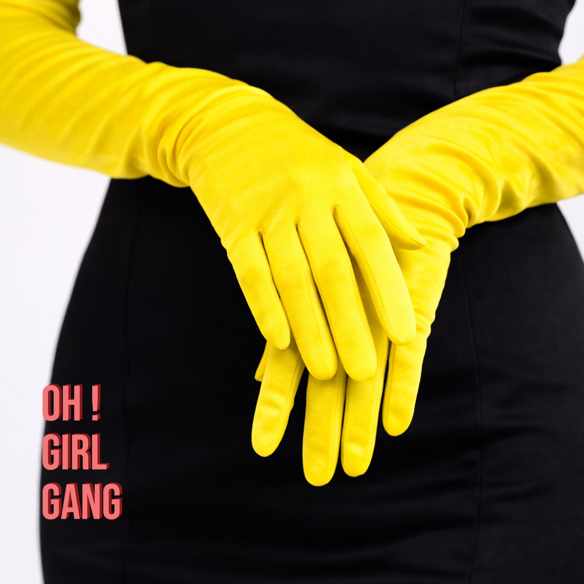 Yellow Satin 1920s Opera Gloves 70cm Long