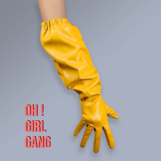 Statement puff 50cm Leather Gloves, Unisex fashionable gloves, Gold, silver red, animal print gloves for raves party costume