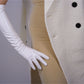 Elegant White Opera Gloves, Elbow length Patent Leather Evening Gown Gloves.Party costume, Tea Party gloves, Cyber Futuristic fashion gloves. Oh Girl Gang Gloves
