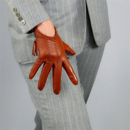 Genuine Color Leather, Touch Screen Leather Gloves (18cm) Oh Girl Gang Gloves