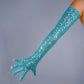 Teal shinny Sequin Opera Gloves (70cm) Oh Girl Gang