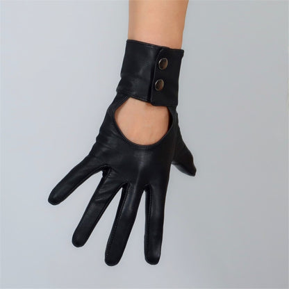 Black Genuine Leather Biker Gloves (25cm) Oh Girl Gang