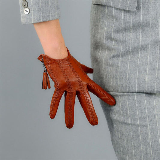 Genuine Color Leather, Touch Screen Leather Gloves (18cm) Oh Girl Gang Gloves