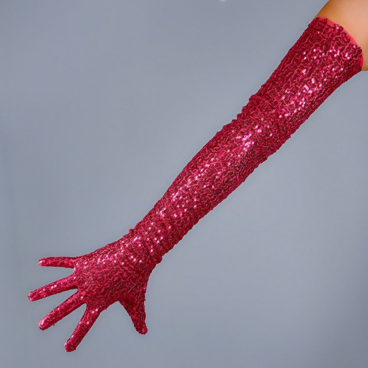 Rose Pink shinny Sequin Opera Gloves (70cm) Oh Girl GangRose Pink Sequin Bling Bling Gloves, Sequin Shiny Opera gloves (70cm), Costume Party, Sparkly Evening gloves, Bridal gloves, Party gloves