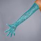 Teal shinny Sequin Opera Gloves (70cm) Oh Girl Gang