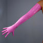 Shiny/Matt Latex Long Gloves, Silver Yellow 70cm Long Ultra Thin High Elastic Touch Screen Latex PU Gloves Drag Stage Festival Gloves