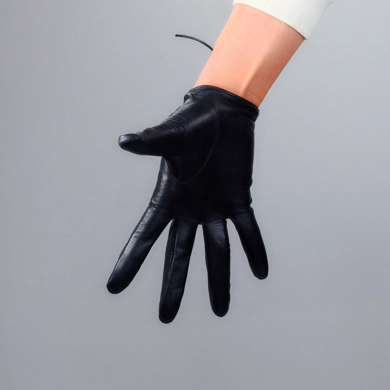 Chic Lace-Up Black Leather Short Biker Gloves (20 cm) – Oh Girl Gang