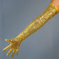 Gold shiny Sequin Opera Gloves (70cm)