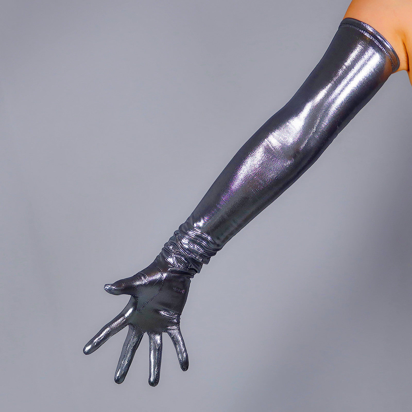 metallic handschuhe Metallic Silver Holographic Opera Gloves (Holographic) Ultra Thin Sati – Oh Girl Gang