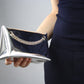 Shiny Silver Clutch with Chain. Oh Girl Gang