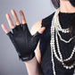 Half-finger gloves, Coloured leather gloves, Semi-finger gloves, Genuine leather gloves, costume gloves. Oh Girl Gang Gloves